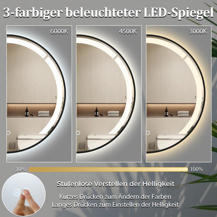 60 cm apvalus LED vonios veidrodis su apsauga nuo rasojimo