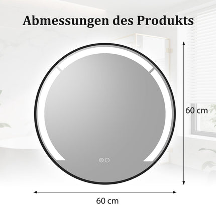 60 cm apvalus LED vonios veidrodis su apsauga nuo rasojimo