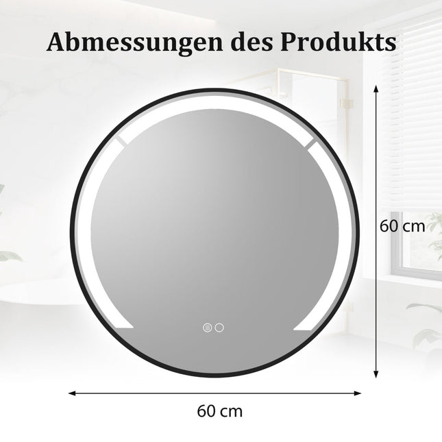 60 cm apvalus LED vonios veidrodis su apsauga nuo rasojimo