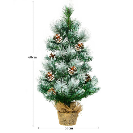 60 cm Snieguotosios Pušies Mini Kalėdų Eglutė Su Kankorėžiais