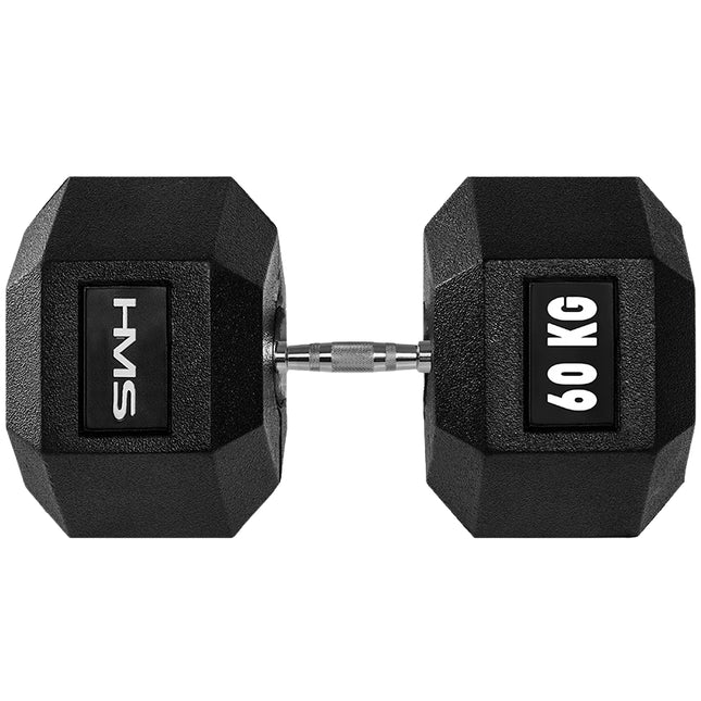 60 kg šešiakampis hantelis - patvarus, ergonomiškas dizainas