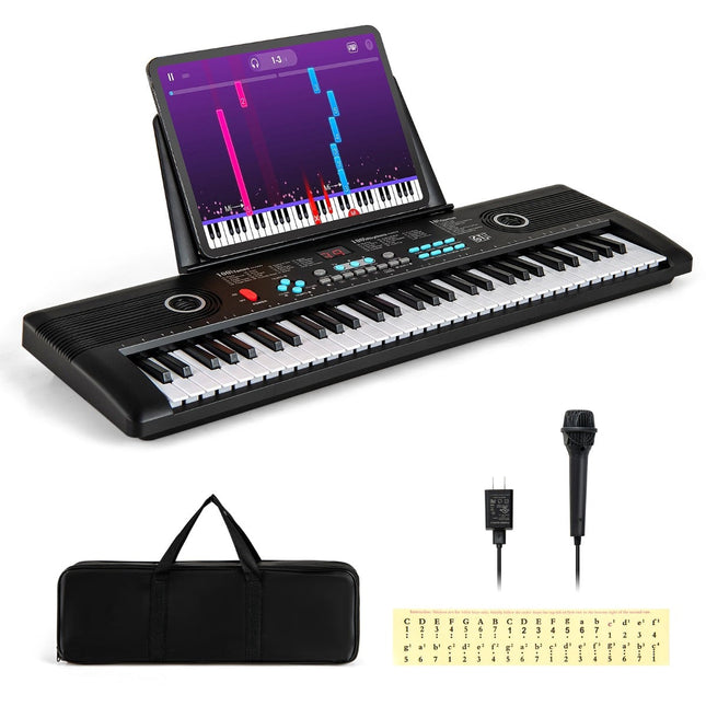 61 klavišo skaitmeninis pianinas su stovu ir mikrofonu