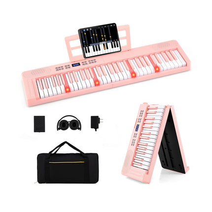 61 klavišo sulankstoma elektroninė klaviatūra su MIDI funkcija, rožinė
