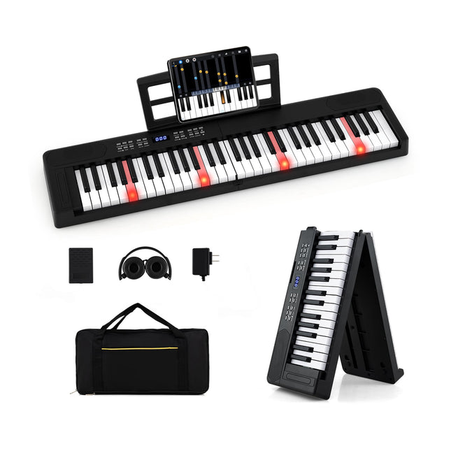 61 klavišo sulankstomas elektroninis pianinas su MIDI ir skaidymu