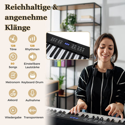 61 klavišo sulankstomas elektroninis pianinas su MIDI ir skaidymu