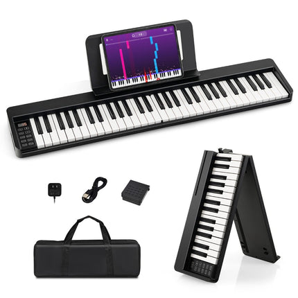 61 klavišo sulankstomas skaitmeninis pianinas su „Bluetooth“ ir priedais