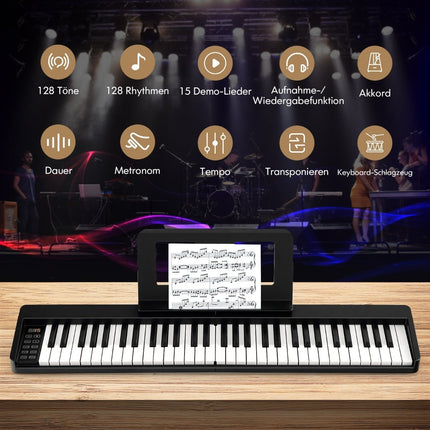 61 klavišo sulankstomas skaitmeninis pianinas su „Bluetooth“ ir priedais