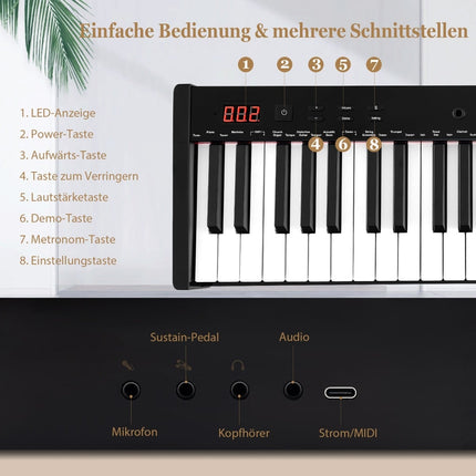 61 klavišo nešiojamas elektroninis klaviatūros instrumentas su stovu ir kėdute