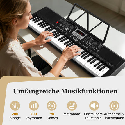 61 klavišo nešiojamas klaviatūros instrumentas su 200 ritmų ir tonų