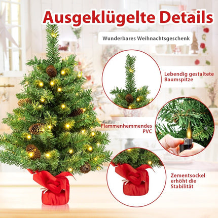 64 cm LED mini Kalėdų eglutė - 50 lempučių, kankorėžiai
