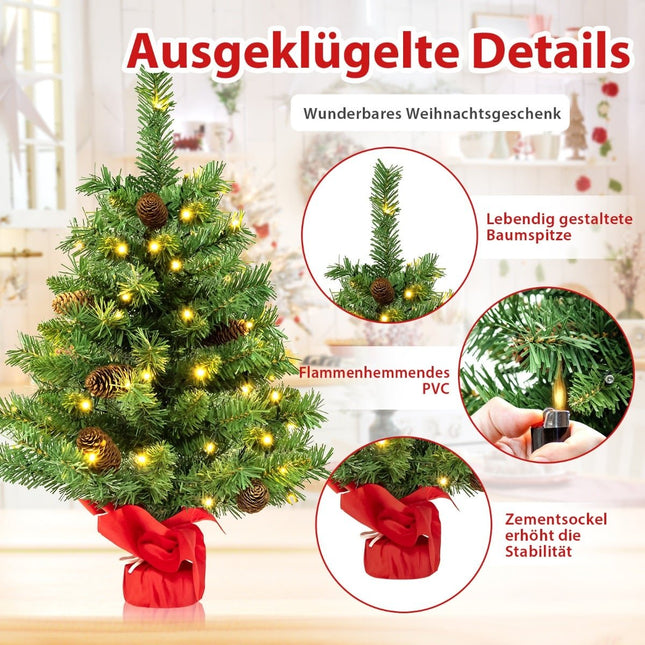 64 cm LED mini Kalėdų eglutė - 50 lempučių, kankorėžiai