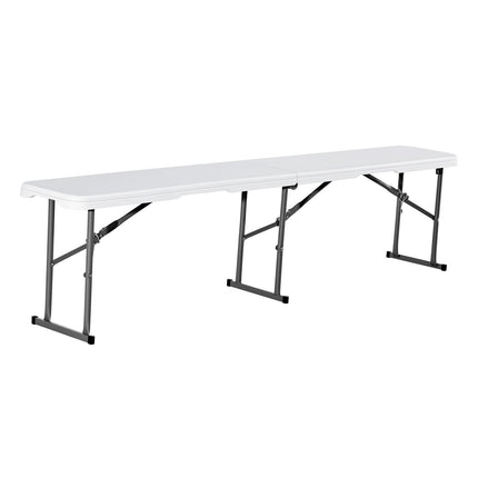 6 Ft Plastic Folding Bench, HDPE Seat, White, 1 Pack