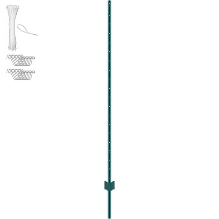 6 Ft U-Channel Steel Fence Posts, 6 Pack, Green