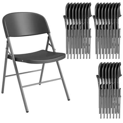 6 sulankstomos kėdės, metalinės ir plastikinės, 150 kg keliamoji galia, pilkos