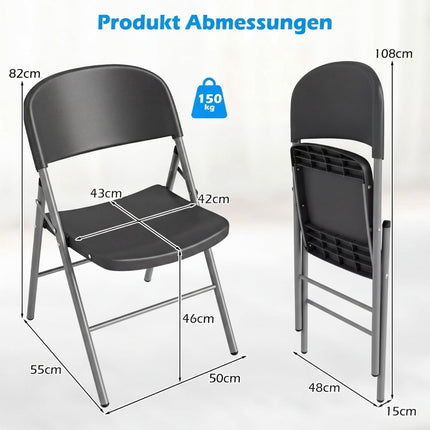 6 sulankstomos kėdės, metalinės ir plastikinės, 150 kg keliamoji galia, pilkos