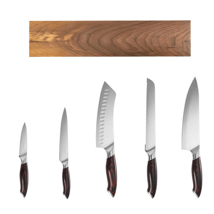 6-Piece Kitchen Knife Set – Damascus Steel, Magnetic Holder