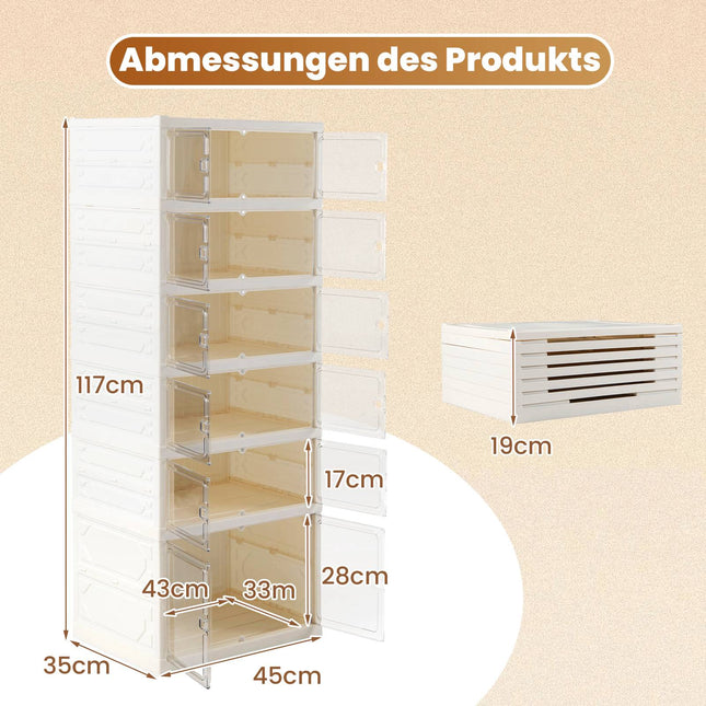 6 aukštų batų spintelė 12 porų su magnetinėmis durelėmis