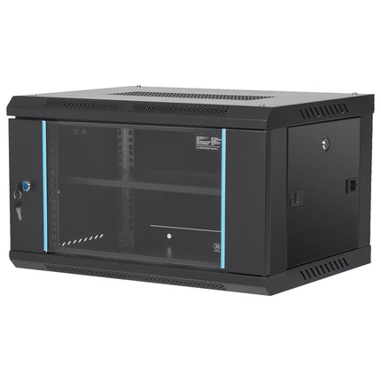 6U Wall-Mount 19-Inch Server Rack Cabinet, Locking Glass