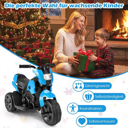 6 V vaikams skirtas elektrinis motociklas, 3 ratai, LED žibintai