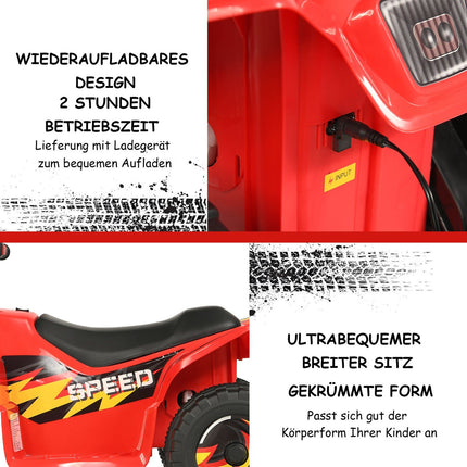 6V elektrinis vaikiškas keturratis mini elektrinis keturratis vaikiškas automobilis 73 x 40 x 44,5 cm raudonas