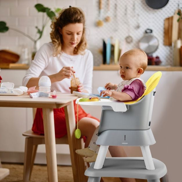 6 viename transformuojama vaikiška maitinimo kėdutė, 5 taškų diržai, padėklas