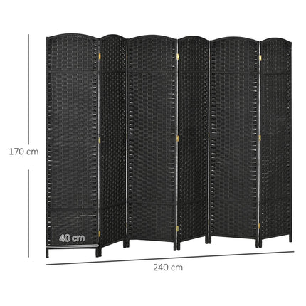 6 dalių kambario pertvara, sulankstoma privatumo užtikrinimo sistema, skirta svetainei, miegamajam, namų biurui, juoda