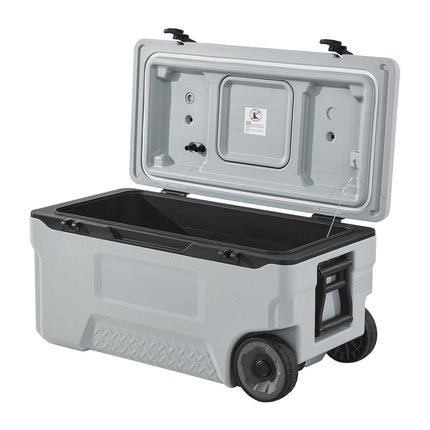 74 Qt Wheeled Cooler With Ice Retention, Cup Holder
