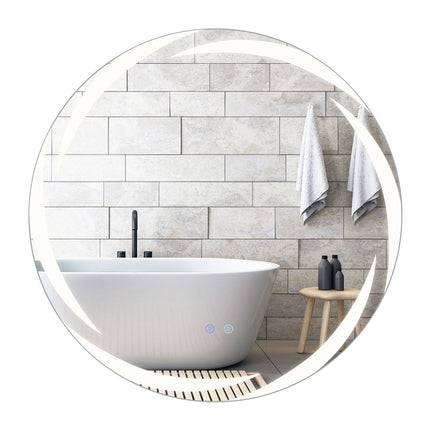 80 cm apvalus LED vonios veidrodis, grūdintas stiklas, nerasojantis