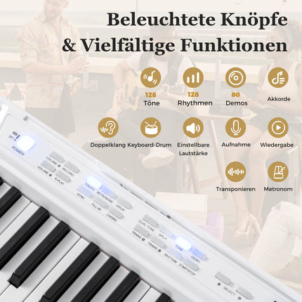 88 klavišų skaitmeninis pianinas su reguliuojamu stovu ir suoliuku