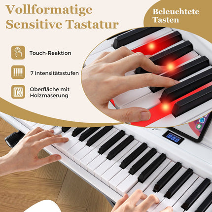 88 klavišų skaitmeninis pianinas su reguliuojamu stovu ir suoliuku
