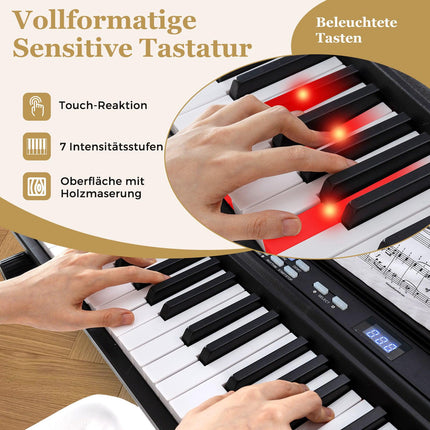 88 klavišų skaitmeninis pianinas su reguliuojamu stovu ir suoliuku