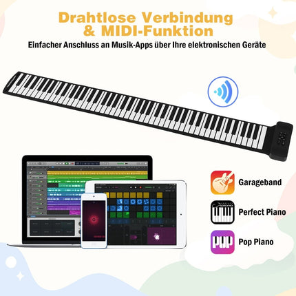 88 klavišų susukamas nešiojamas pianinas su 128 ritmais ir MIDI