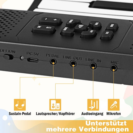88 klavišų susukamas nešiojamas pianinas su 128 ritmais ir MIDI