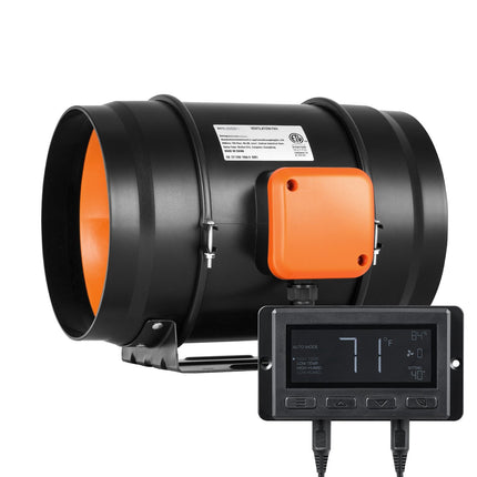 8-Inch Inline Duct Fan, 807 CFM, Temp Humidity Control
