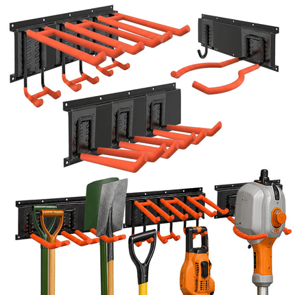 8 dalių sieninių kabliukų rinkinys, juodas/oranžinis, plienas ir PVC