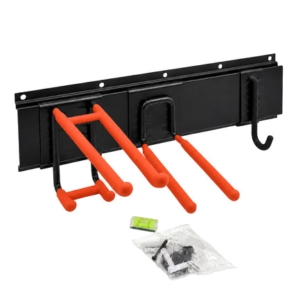 8 dalių sieninių kabliukų rinkinys, juodas/oranžinis, plienas ir PVC