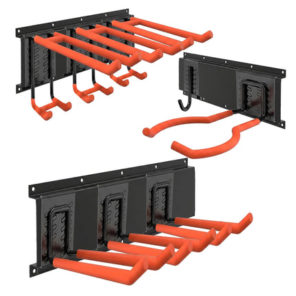 8 dalių sieninių kabliukų rinkinys, juodas/oranžinis, plienas ir PVC