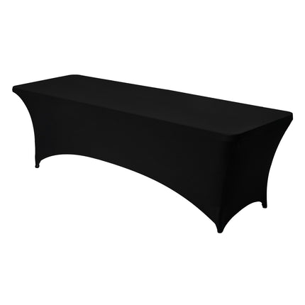 8ft Fitted Stretch Tablecloths, Black Spandex 6-Pack