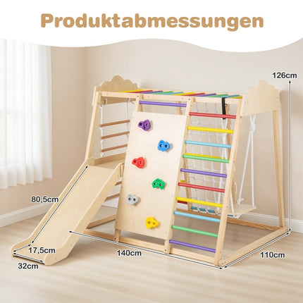 8 viename Montessori laipiojimo rinkinys su čiuožykla ir sūpynėmis