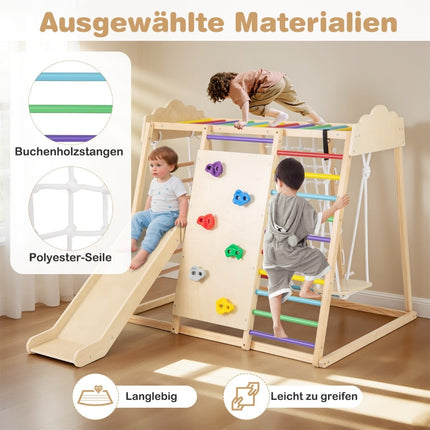 8 viename Montessori laipiojimo rinkinys su čiuožykla ir sūpynėmis