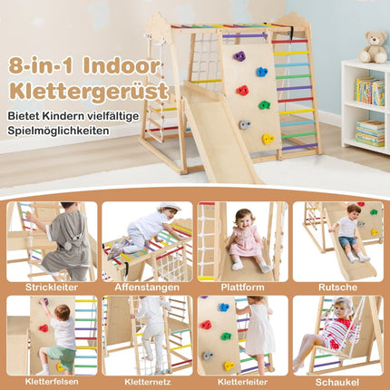 8 viename Montessori laipiojimo rinkinys su čiuožykla ir sūpynėmis