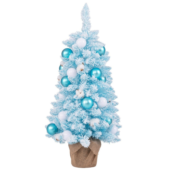 90 cm mini dirbtinė Kalėdų eglutė su sniegu ir cemento pagrindu, Kalėdų eglutė, Chirstbaum, mėlyna