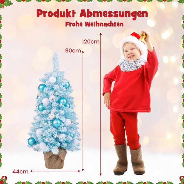 90 cm mini dirbtinė Kalėdų eglutė su sniegu ir cemento pagrindu, Kalėdų eglutė, Chirstbaum, mėlyna