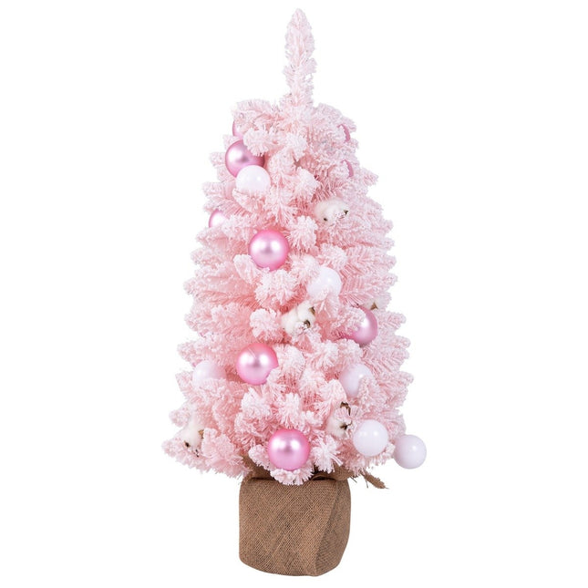 90 cm mini dirbtinė Kalėdų eglutė su sniegu ir cemento pagrindu, rožinė Kalėdų eglutė Chirstbaum