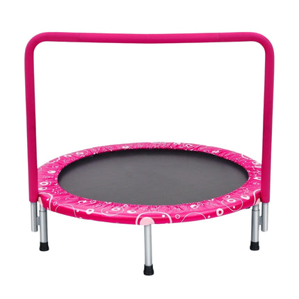 92 cm vaikiškas batutas, mini batutas su rankena, sulankstomas batutas, keliamoji galia iki 150 kg, rožinis + juodas