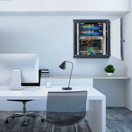 9U Wall Mount Server Cabinet, 19-Inch Locking Glass Door