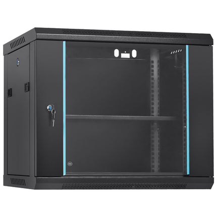9U Wall Mount Server Cabinet, 19-Inch Locking Glass Door