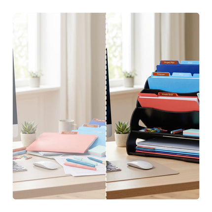 A4 formato MDF stalo organizatorius, 5 skyriai – juodas