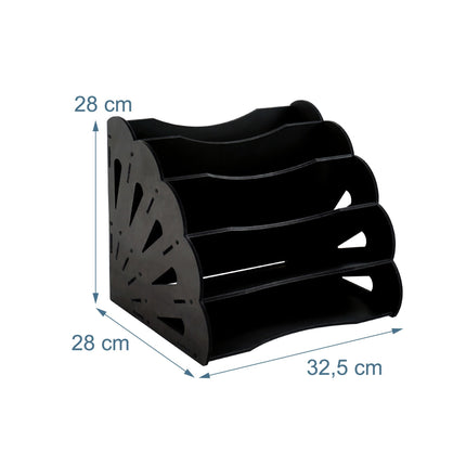 A4 formato MDF stalo organizatorius, 5 skyriai – juodas