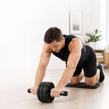 Ab Wheel Roller with Knee Mat and Three Non-Slip Wheels